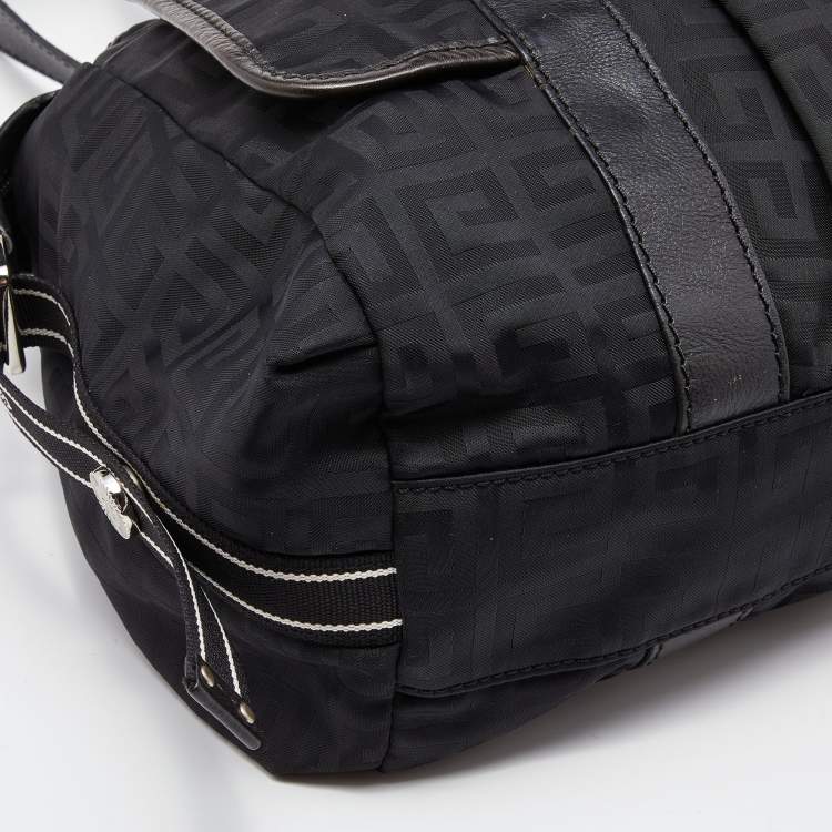 Pre Owned Givenchy Black Signature Nylon and Leather Zip Satchel