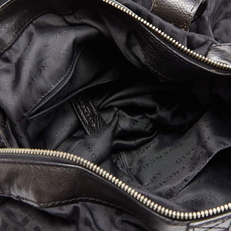 Pre Owned Givenchy Black Signature Nylon and Leather Zip Satchel