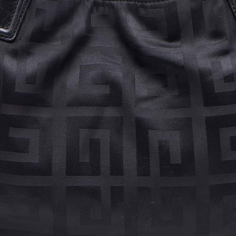 Pre Owned Givenchy Black Signature Nylon and Leather Front Zip Hobo