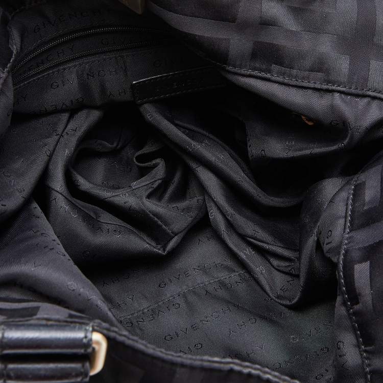 Pre Owned Givenchy Black Signature Nylon and Leather Front Zip Hobo