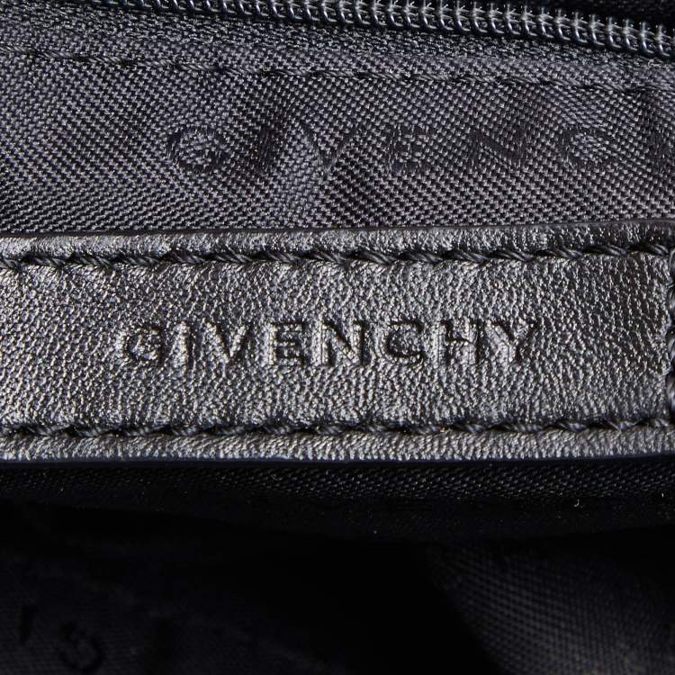 Pre Owned Givenchy Black Signature Nylon and Leather Front Zip Hobo