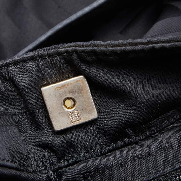 Pre Owned Givenchy Black Signature Nylon and Leather Front Zip Hobo