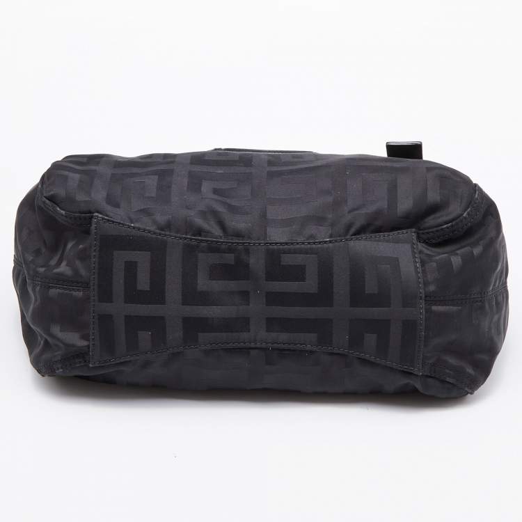 Pre Owned Givenchy Black Signature Nylon and Leather Front Zip Hobo