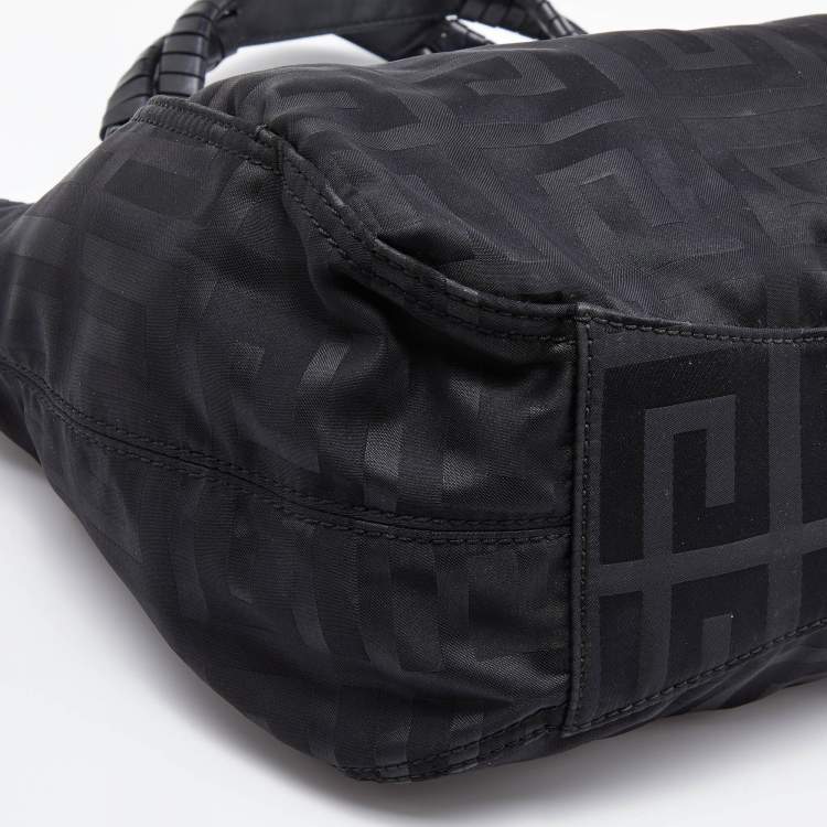 Pre Owned Givenchy Black Signature Nylon and Leather Front Zip Hobo