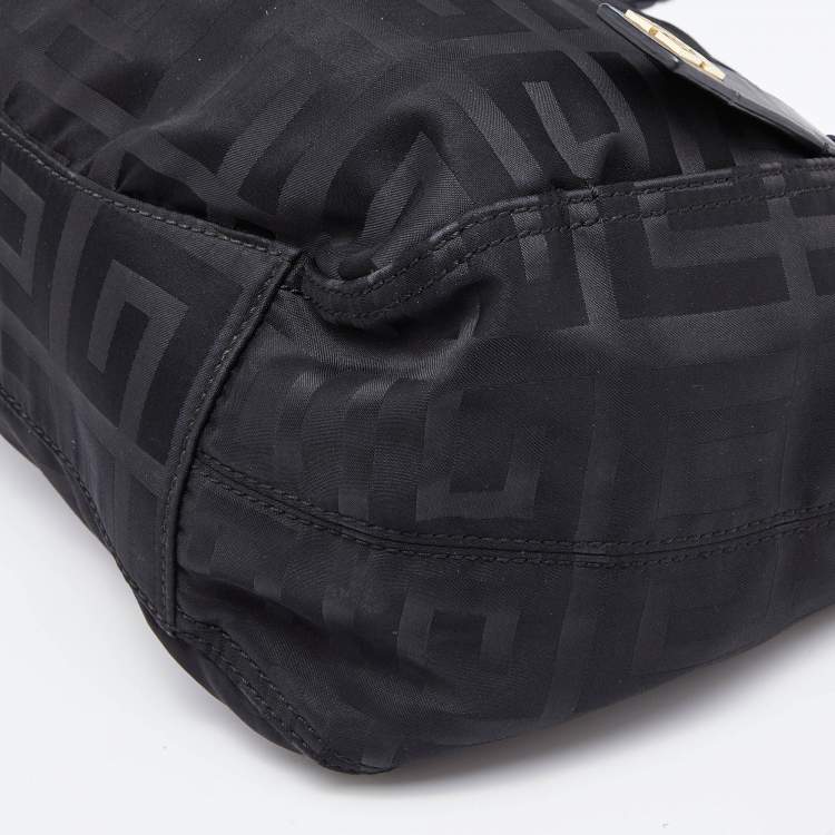 Pre Owned Givenchy Black Signature Nylon and Leather Front Zip Hobo