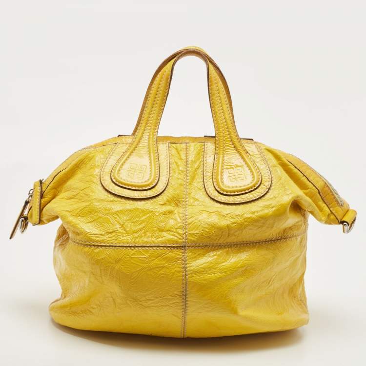 Pre Owned Givenchy Yellow Patent Leather Nightingale Satchel