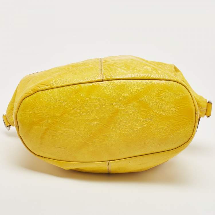 Pre Owned Givenchy Yellow Patent Leather Nightingale Satchel
