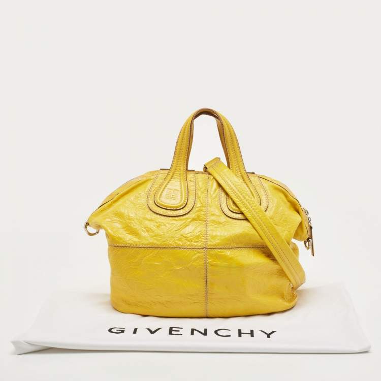 Pre Owned Givenchy Yellow Patent Leather Nightingale Satchel