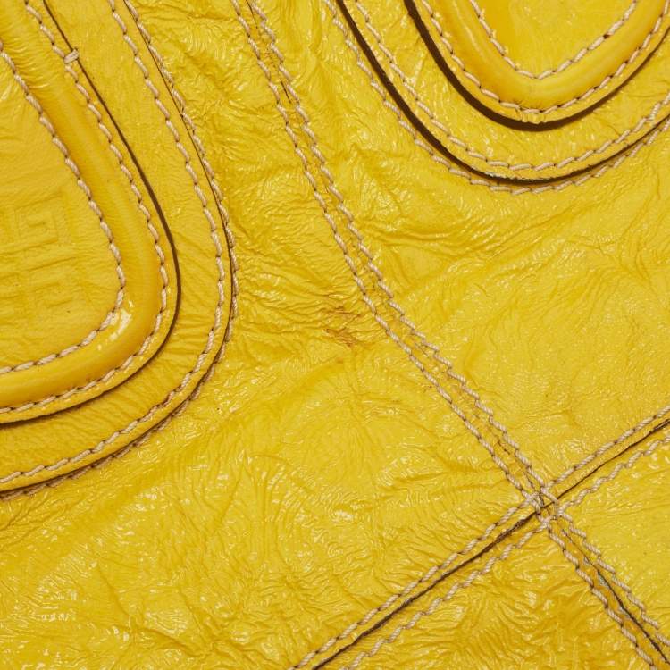 Pre Owned Givenchy Yellow Patent Leather Nightingale Satchel