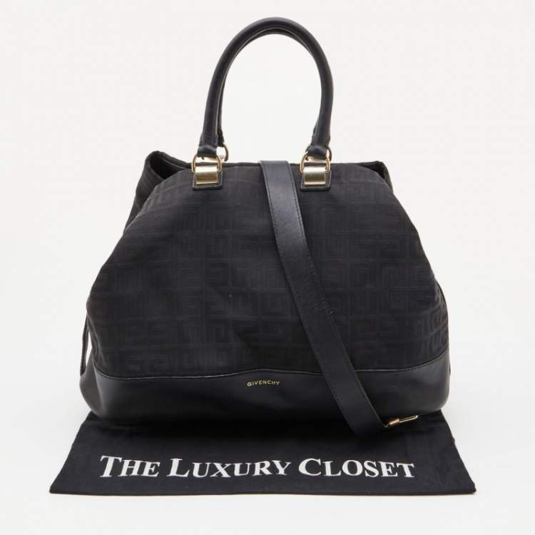 Pre Owned Givenchy Black Monogram Canvas and Leather Tote