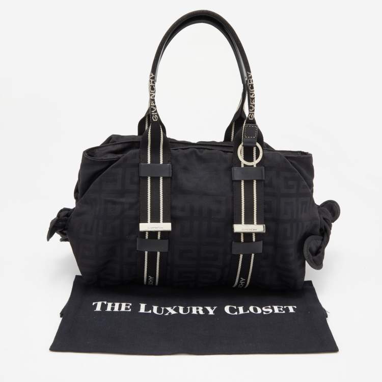 Pre Owned Givenchy Black Nylon and Leather Bow Baguette Bag