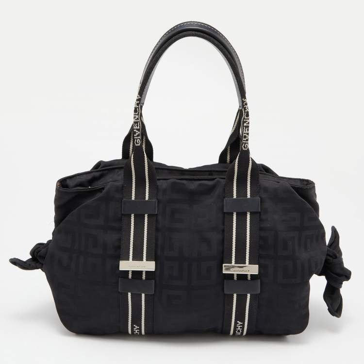 Pre Owned Givenchy Black Nylon and Leather Bow Baguette Bag