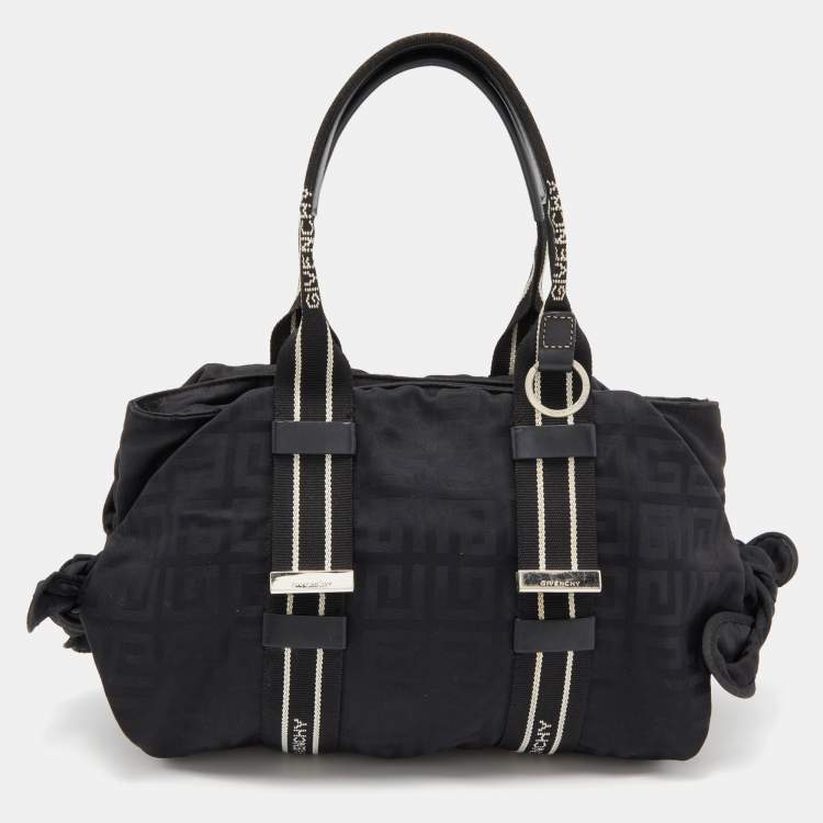 Pre Owned Givenchy Black Nylon and Leather Bow Baguette Bag