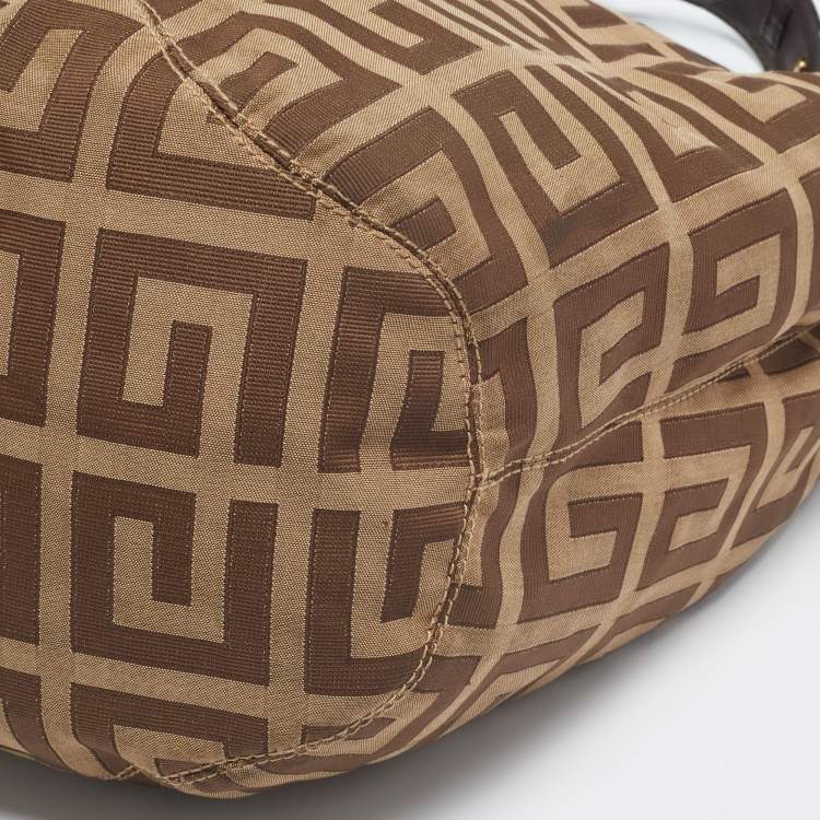 Pre Owned Givenchy Beige/Brown Monogram Canvas and Leather Hobo