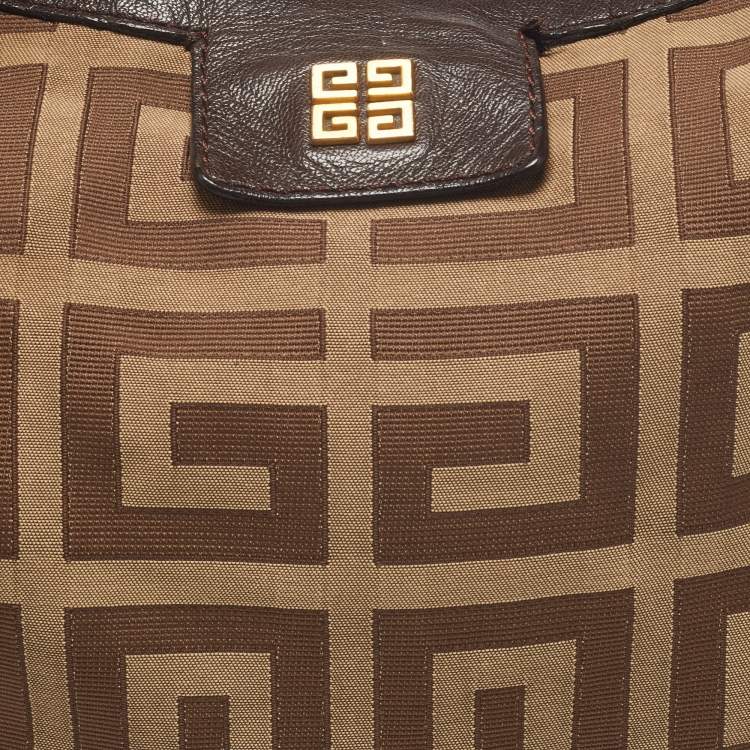 Pre Owned Givenchy Beige/Brown Monogram Canvas and Leather Hobo