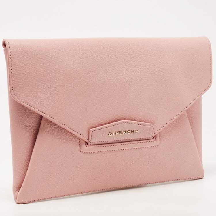 Pre Owned Givenchy Light Pink Leather Antigona Envelope Clutch