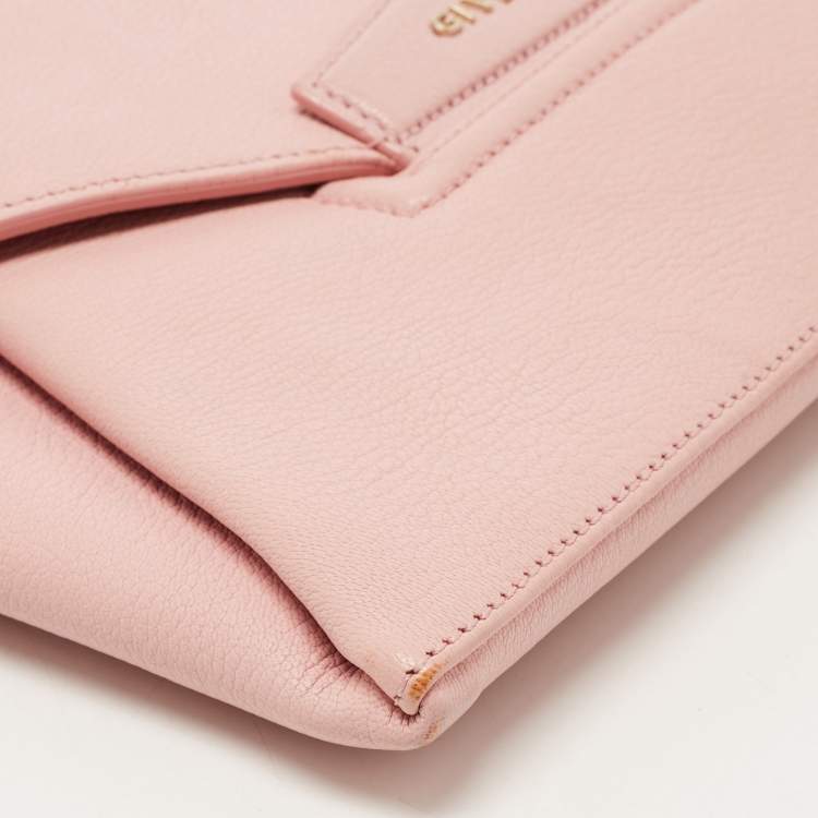 Pre Owned Givenchy Light Pink Leather Antigona Envelope Clutch