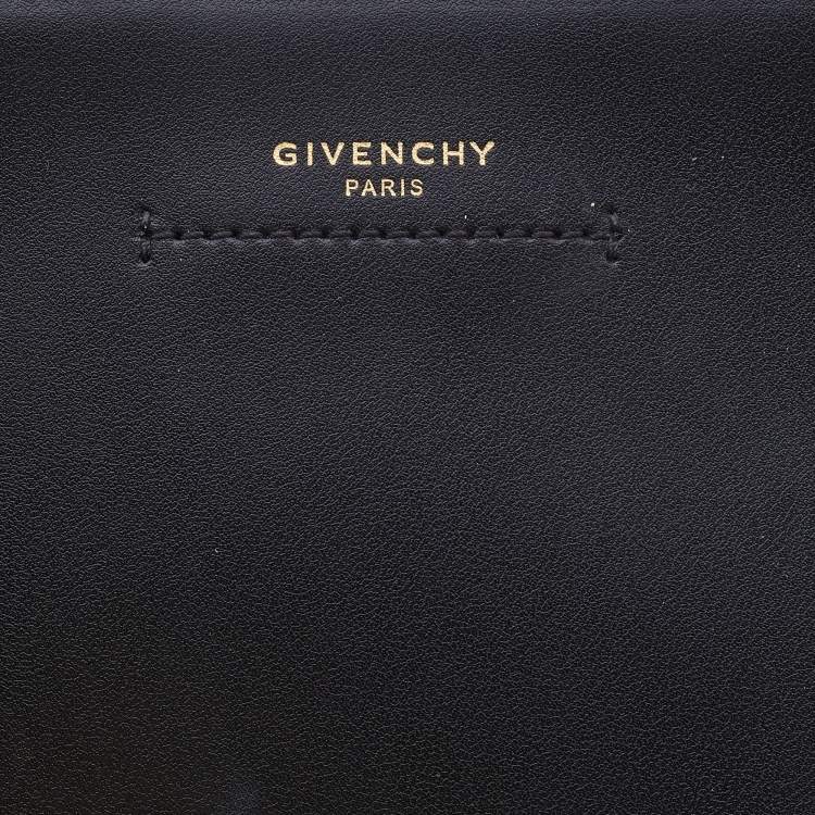 Pre Owned Givenchy Black/Blue Leather Floral Print Logo Tote 