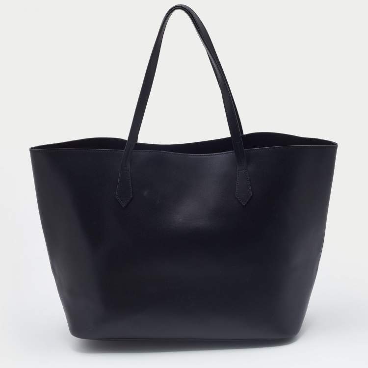 Pre Owned Givenchy Black/Blue Leather Floral Print Logo Tote 