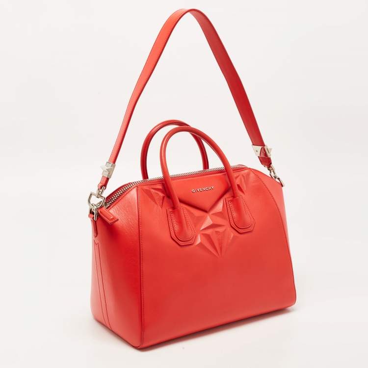 Pre Owned Givenchy Red Leather Medium Antigona Satchel