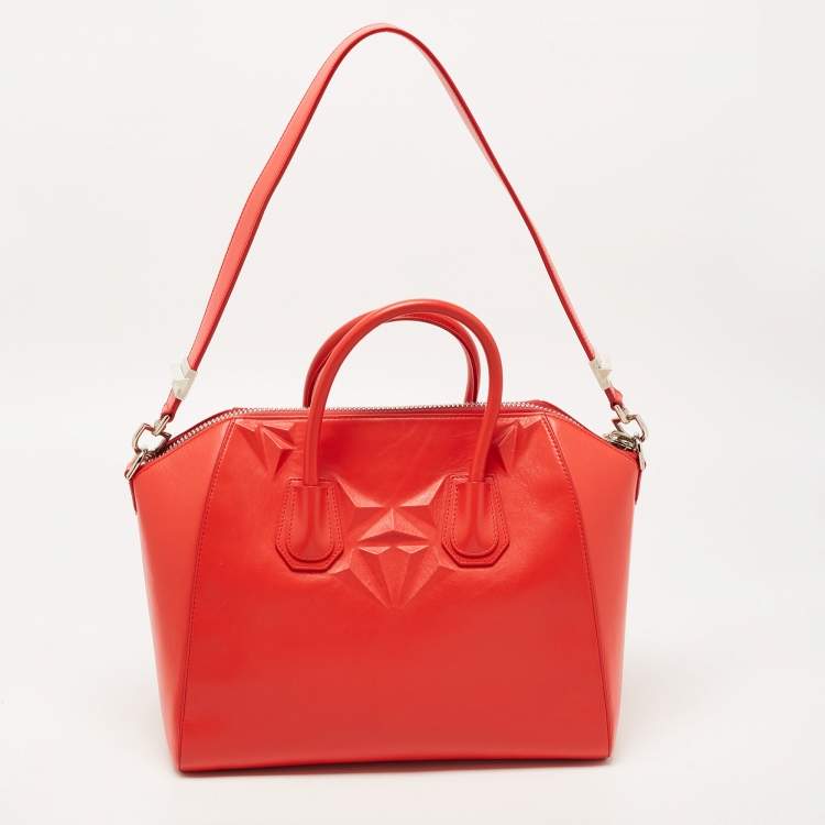 Pre Owned Givenchy Red Leather Medium Antigona Satchel