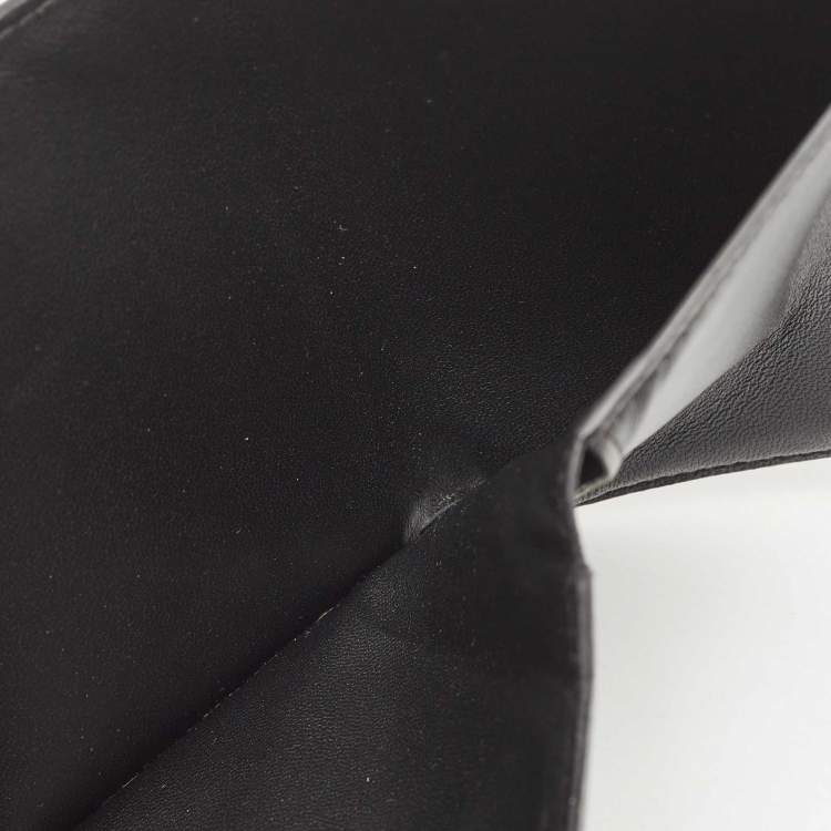 Pre Owned Givenchy Black Leather Logo Trifold Compact Wallet