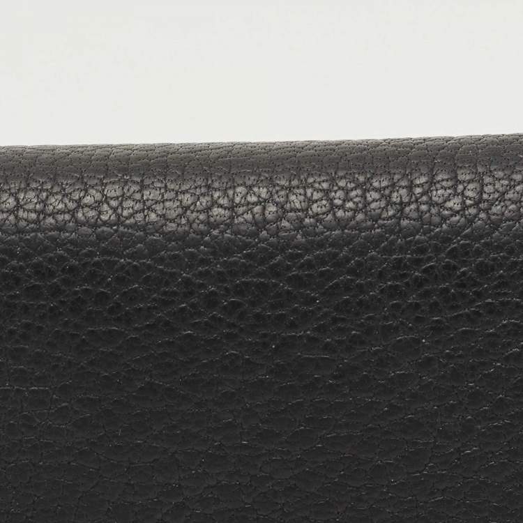 Pre Owned Givenchy Black Leather Logo Trifold Compact Wallet