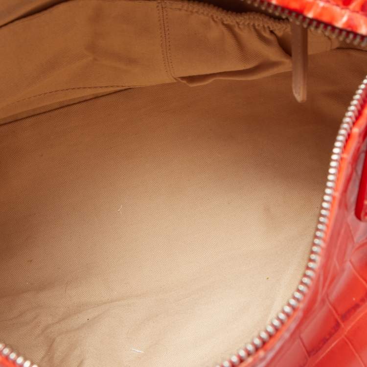 Pre Owned Givenchy Two Tone Red Croc Embossed Leather Medium Pandora Shoulder Bag