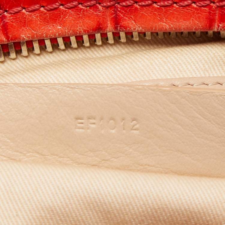 Pre Owned Givenchy Two Tone Red Croc Embossed Leather Medium Pandora Shoulder Bag