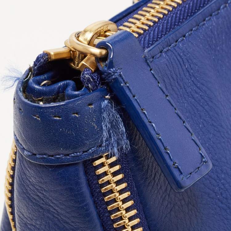 Pre Owned Givenchy Blue Leather Zipped Detail Tote