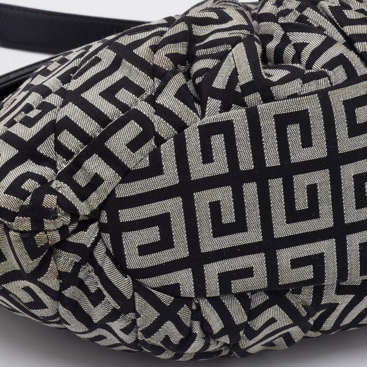 Pre Owned Givenchy Grey/Black Monogram Canvas and Patent Leather Hobo