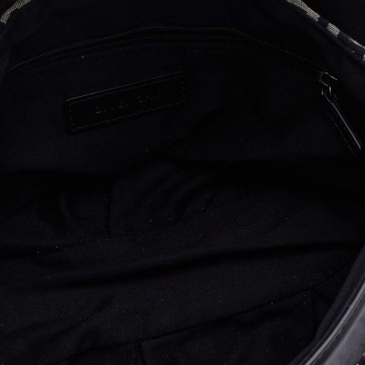 Pre Owned Givenchy Grey/Black Monogram Canvas and Patent Leather Hobo