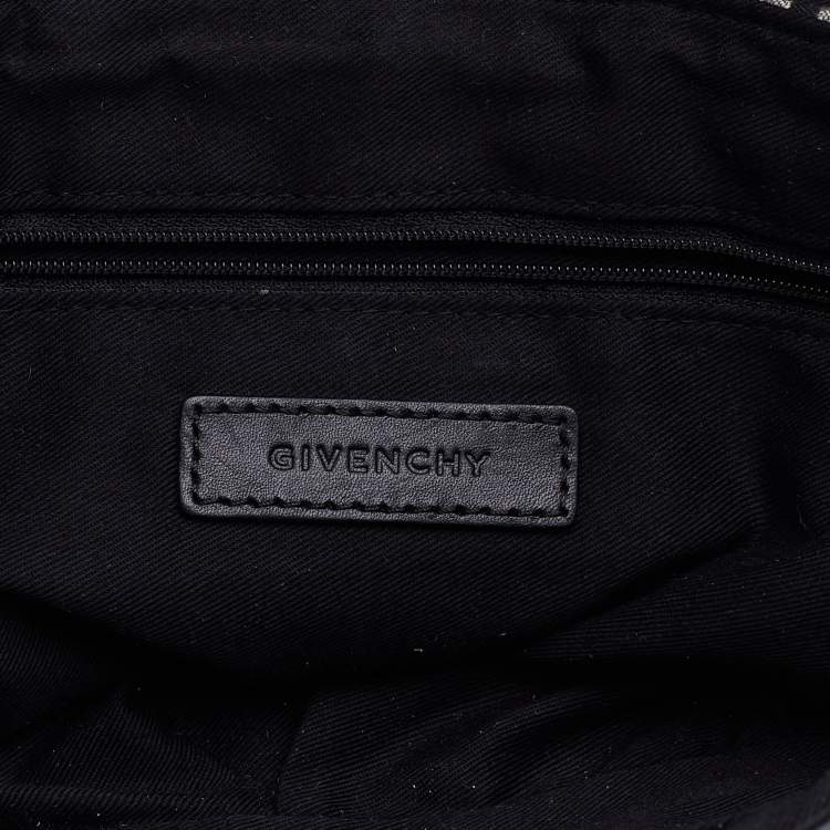 Pre Owned Givenchy Grey/Black Monogram Canvas and Patent Leather Hobo