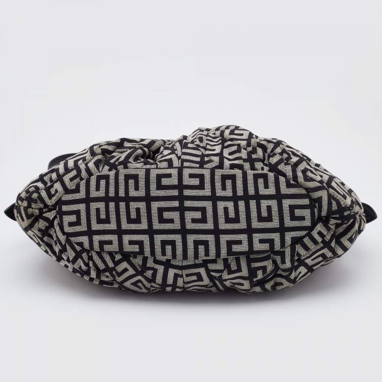 Pre Owned Givenchy Grey/Black Monogram Canvas and Patent Leather Hobo