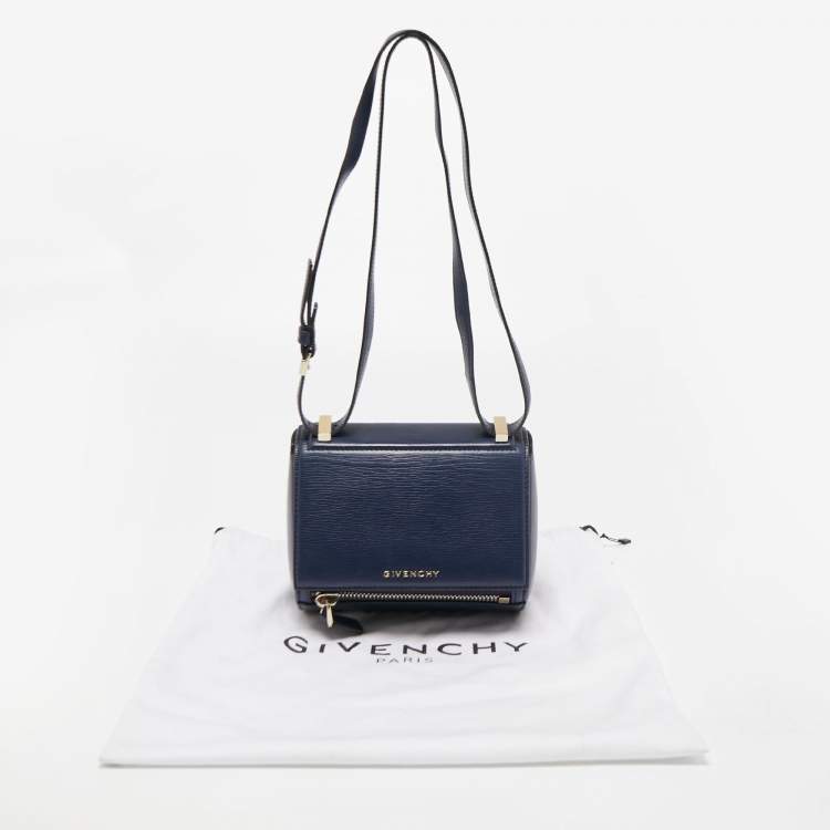 Pre Owned Givenchy Navy Blue Leather Mini Pandora Box Crossbody Bag