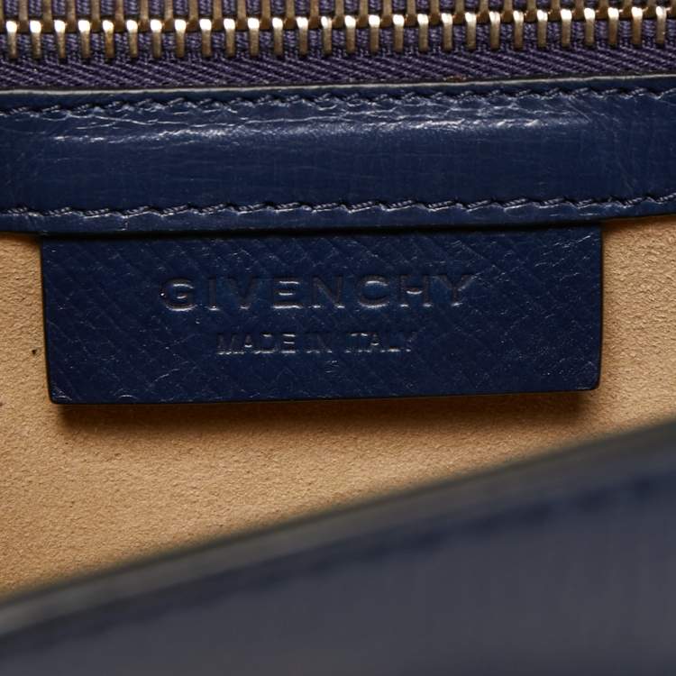 Pre Owned Givenchy Navy Blue Leather Mini Pandora Box Crossbody Bag