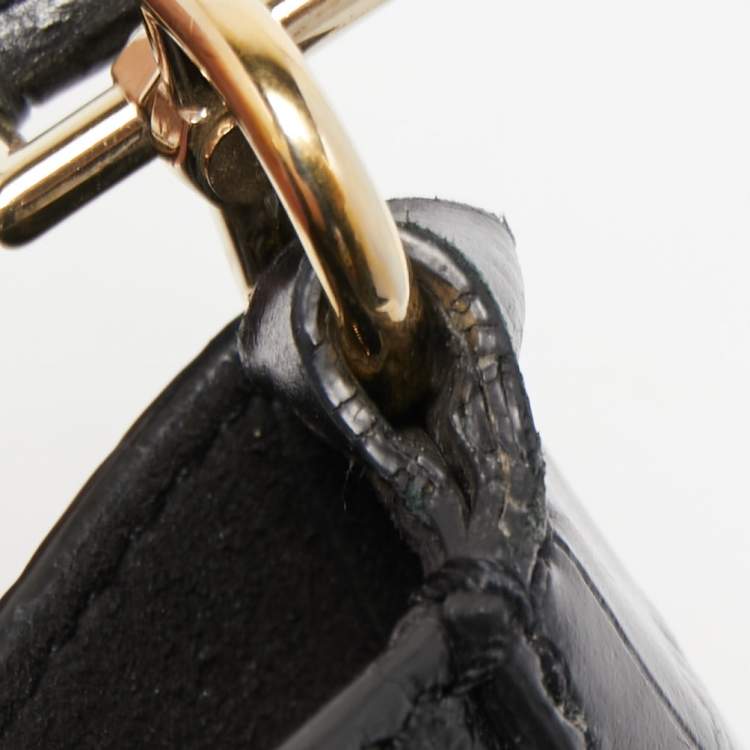 Pre Owned Givenchy Black Croc Embossed Leather Nobile Crossbody Bag 