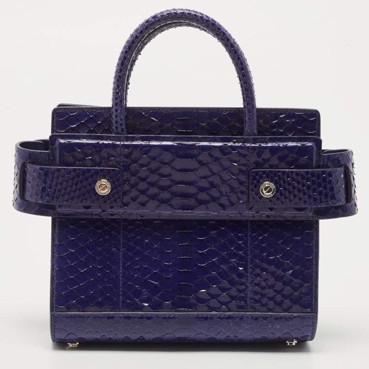 Pre Owned Givenchy Blue Shine Python Mini Horizon Crossbody Bag