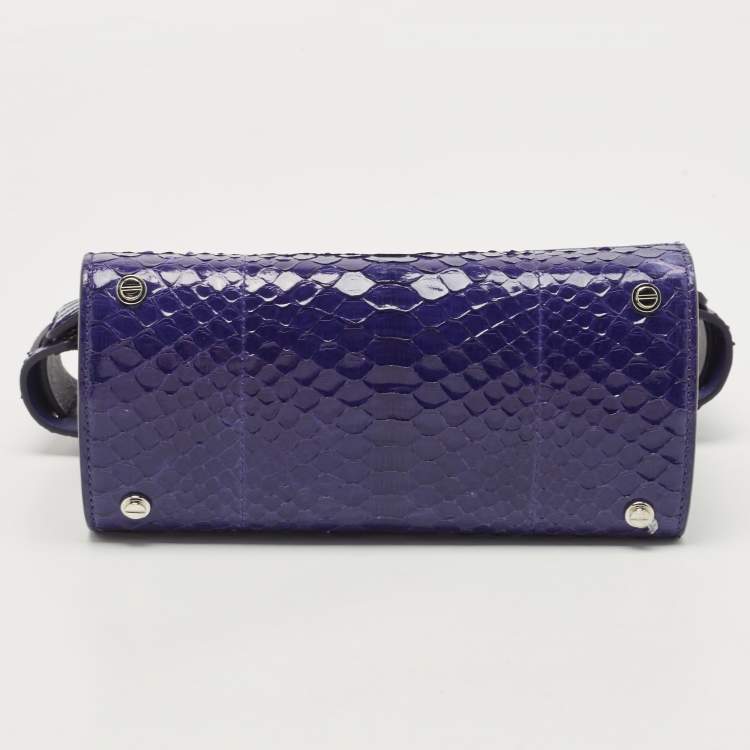 Pre Owned Givenchy Blue Shine Python Mini Horizon Crossbody Bag