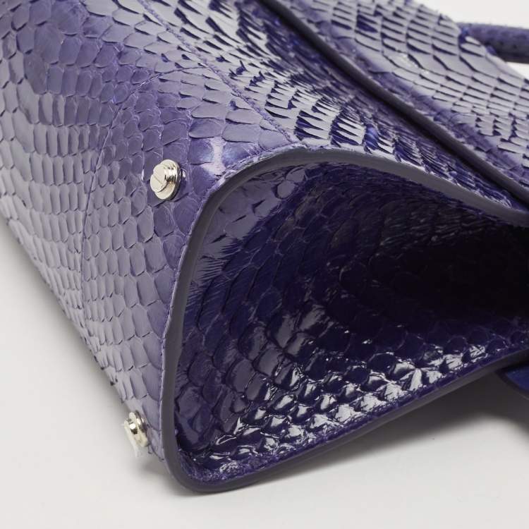 Pre Owned Givenchy Blue Shine Python Mini Horizon Crossbody Bag