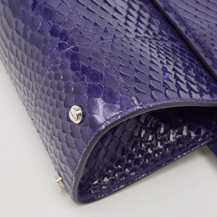 Pre Owned Givenchy Blue Shine Python Mini Horizon Crossbody Bag