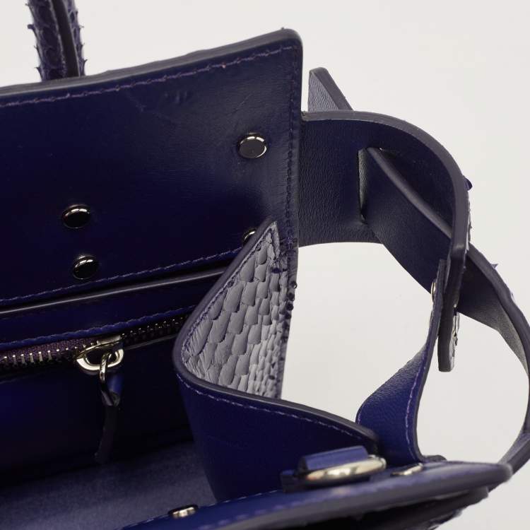 Pre Owned Givenchy Blue Shine Python Mini Horizon Crossbody Bag