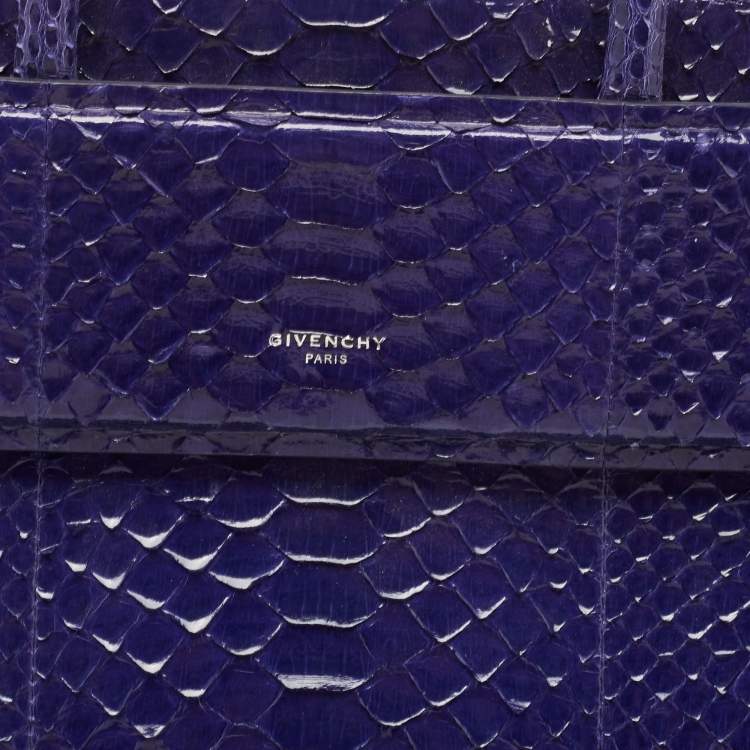 Pre Owned Givenchy Blue Shine Python Mini Horizon Crossbody Bag