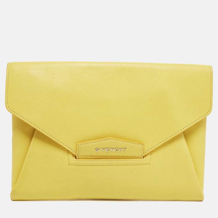 Givenchy Lemon Yellow Leather Medium Envelope Antigona Clutch For