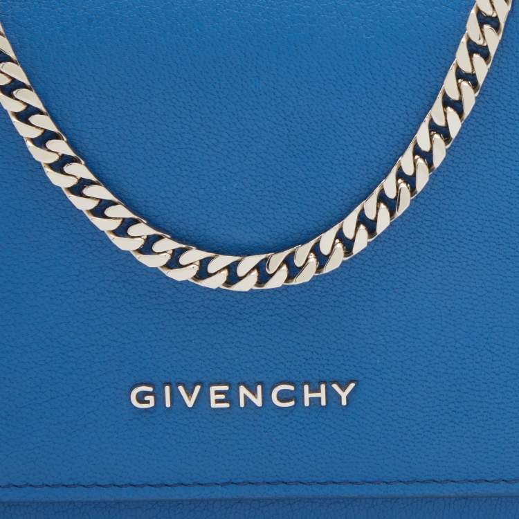 Pre Owned Givenchy Blue Leather Pandora Wallet on Chain