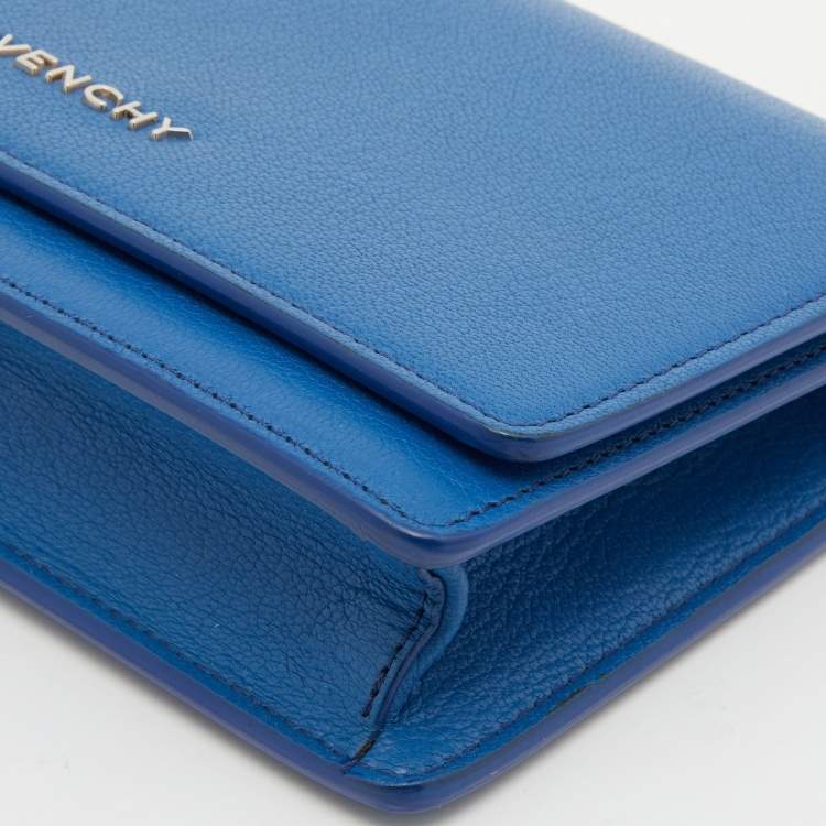 Pre Owned Givenchy Blue Leather Pandora Wallet on Chain