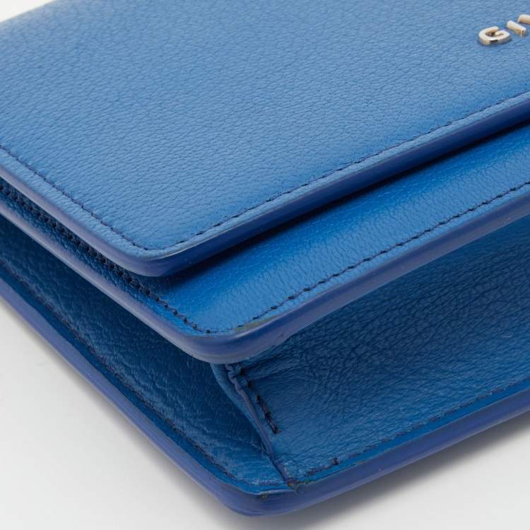 Pre Owned Givenchy Blue Leather Pandora Wallet on Chain