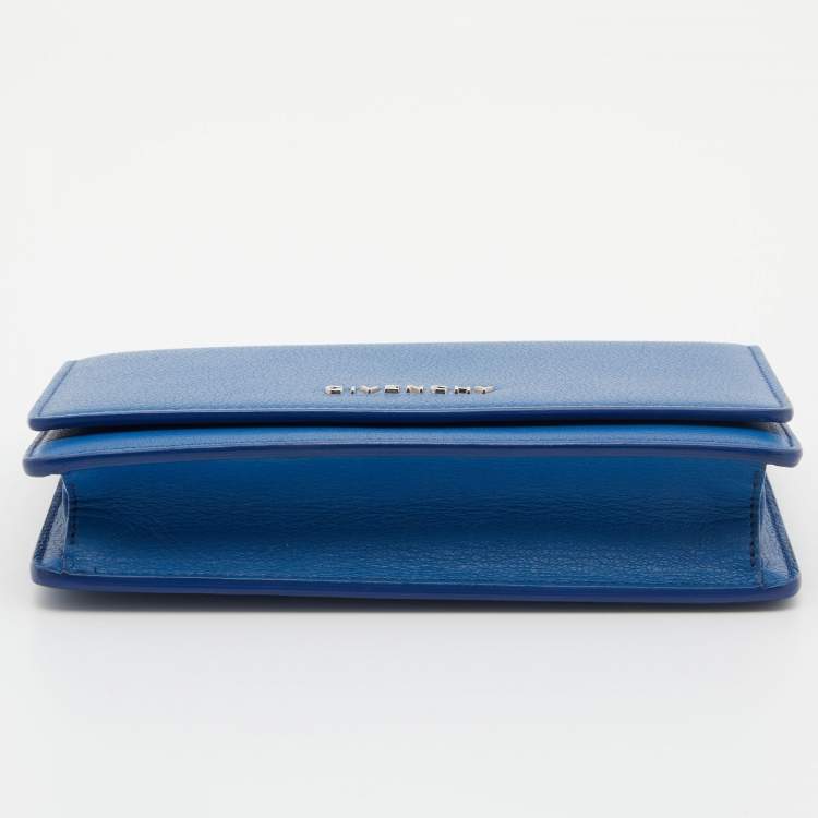 Pre Owned Givenchy Blue Leather Pandora Wallet on Chain