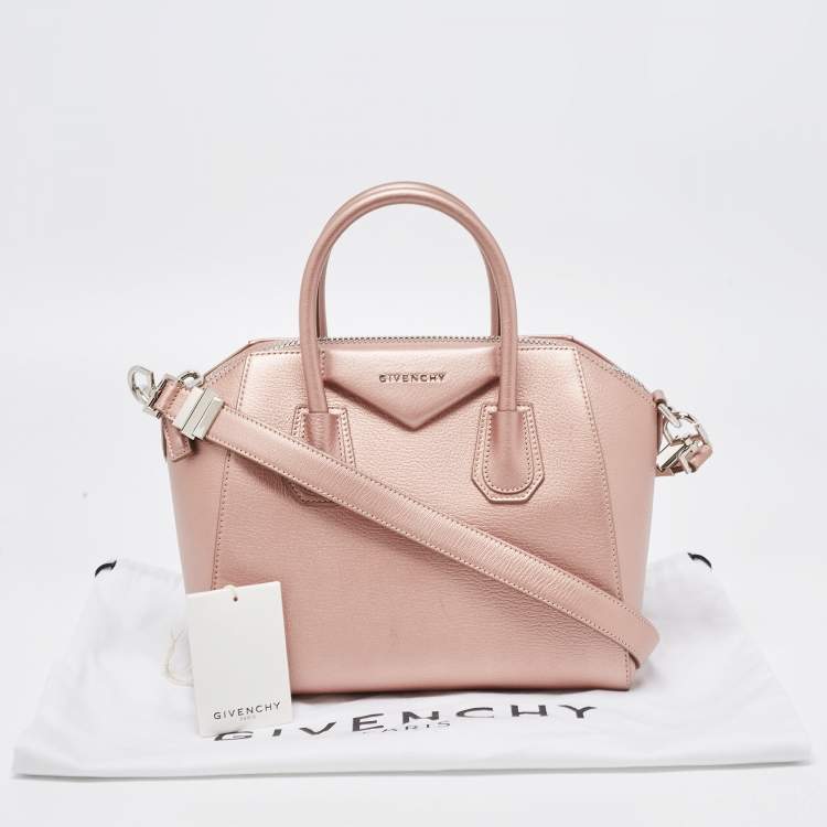 Pre Owned Givenchy Metallic Pink Leather Small Antigona Satchel