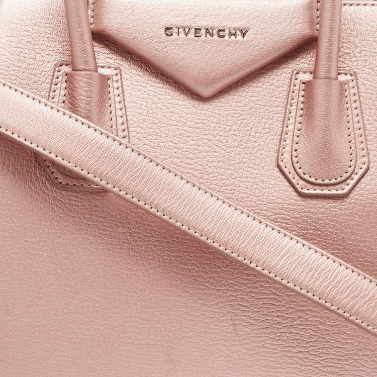 Pre Owned Givenchy Metallic Pink Leather Small Antigona Satchel